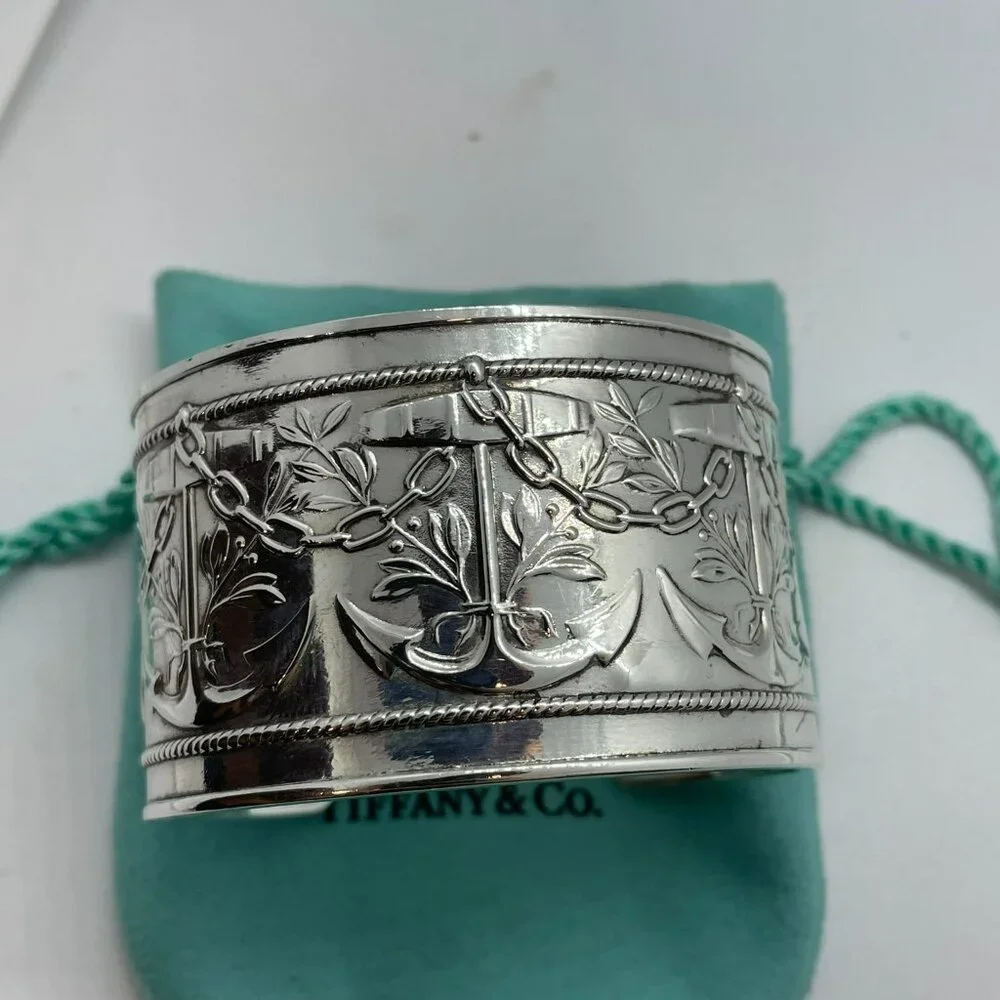 Vintage Tiffany & Co. Makers Anchor Motif Cuff Bracelet Sterling Silver 6.25" - Picture 16 of 16